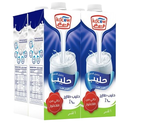 كي دي كاو حليب خلي من اللاكتوز كامل الدسم 1x4 لتر